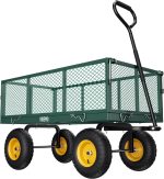Steel Garden Cart, 2-in-1 1400 lbs Heavy Duty Utility Wagon, with Removable Mesh Sides to Convert into Flatbed, 240 U-Turn 13" Pneumatic Tires Garden Wagon for Farm Yard Lawn Garden Camping - Image 7