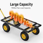 Steel Garden Cart, 2-in-1 1400 lbs Heavy Duty Utility Wagon, with Removable Mesh Sides to Convert into Flatbed, 240 U-Turn 13" Pneumatic Tires Garden Wagon for Farm Yard Lawn Garden Camping - Image 14