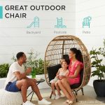 Best Choice Products Wicker Egg Chair, Oversized Indoor Outdoor Lounger for Patio, Backyard, Living Room w/ 4 Cushions, Steel Frame, 440lb Capacity - Ivory - Image 3